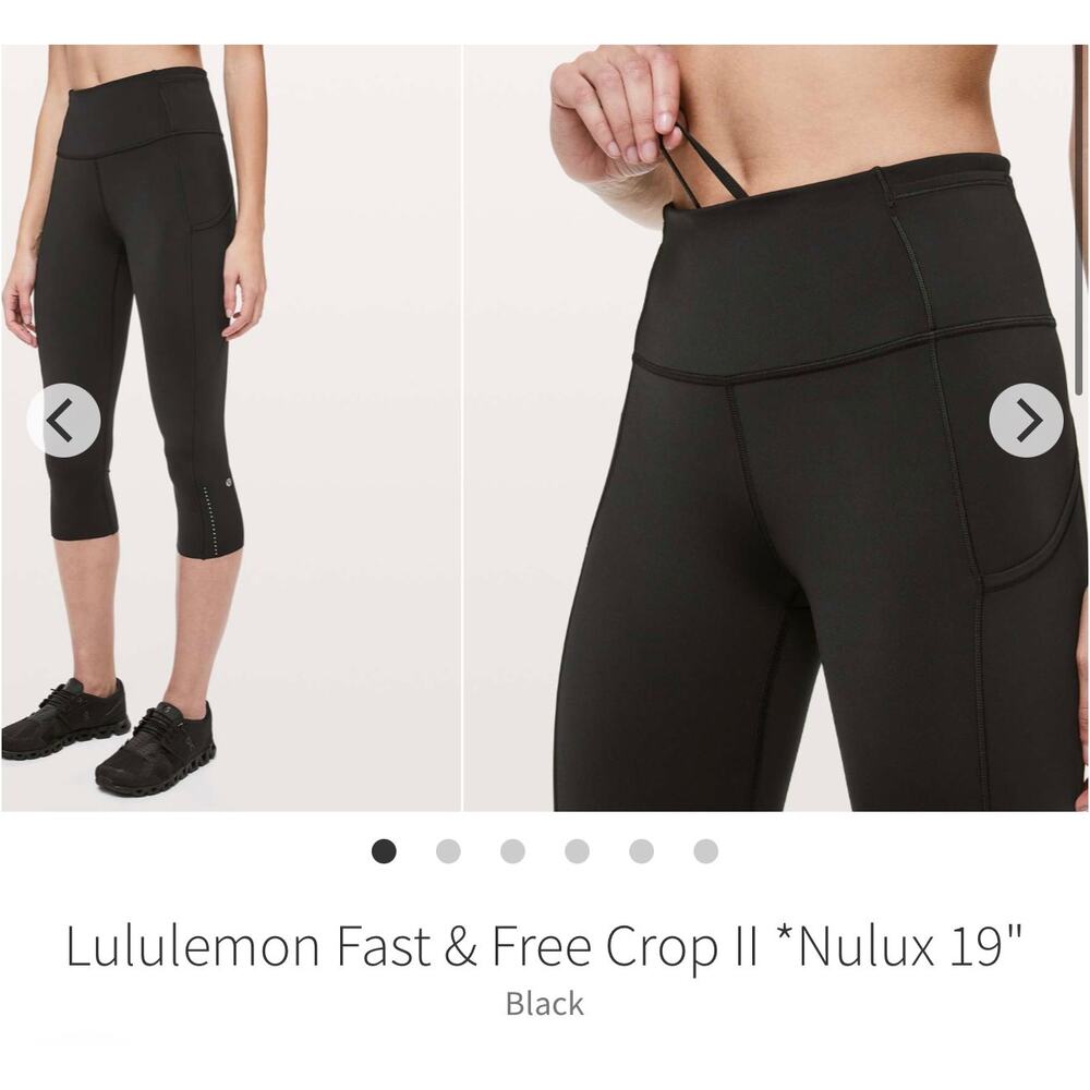 Lululemon Fast & Free Crop II *Nulux 19"
Black sz 2